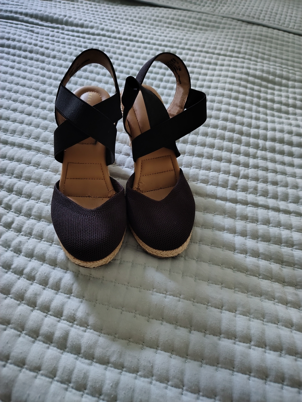 Women’s Black Espadrille Wedge Sandals with Cross Straps